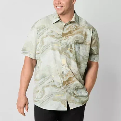 Stylus Mens Short Sleeve Regular Fit Big And Tall Button-down Shirt In Brown