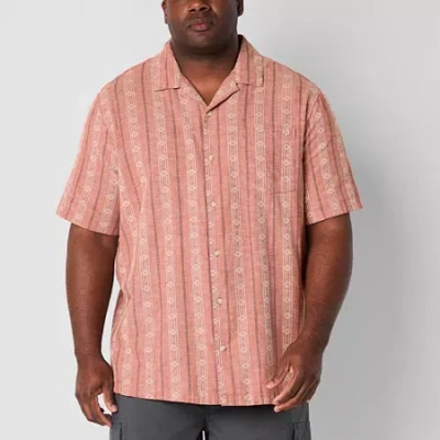 Mutual Weave Camp Mens Short Sleeve Classic Fit Big And Tall Button-down Shirt In Pink