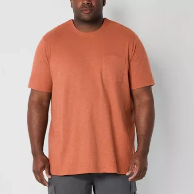 Mutual Weave Mens Easy-on + Easy-off Crew Neck Short Sleeve Big And Tall T-shirt In Orange