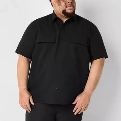 Stylus Mens Short Sleeve Classic Fit Big And Tall Button-down Shirt In Black