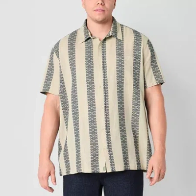 Mutual Weave Standard Mens Short Sleeve Classic Fit Big And Tall Button-down Shirt In Neutral