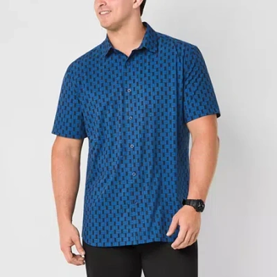 Stylus Mens Short Sleeve Classic Fit Big And Tall Button-down Shirt In Blue