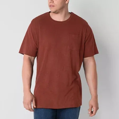 Mutual Weave Mens Easy-on + Easy-off Crew Neck Short Sleeve Big And Tall T-shirt In Red