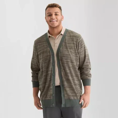 Stylus Mens V Neck Long Sleeve Button Open Front Big And Tall Cardigan In Sand