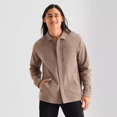 Stylus Raglan Knit Mens Big And Tall Shirt Jacket In Brown