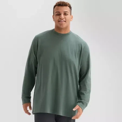 Stylus Mens Crew Neck Long Sleeve Big And Tall T-shirt In Green