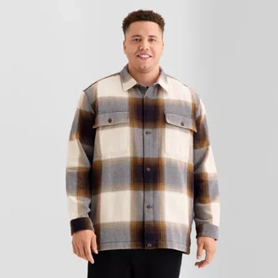 Mutual Weave Mens Midweight Big And Tall Shirt Jacket In Brown
