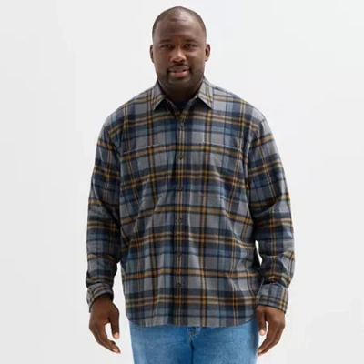Mutual Weave Cozy Knit Mens Long Sleeve Classic Fit Big And Tall Flannel Shirt In Blue
