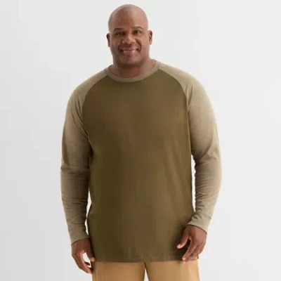 Mutual Weave Baseball Mens Crew Neck Long Sleeve Big And Tall T-shirt In Brown