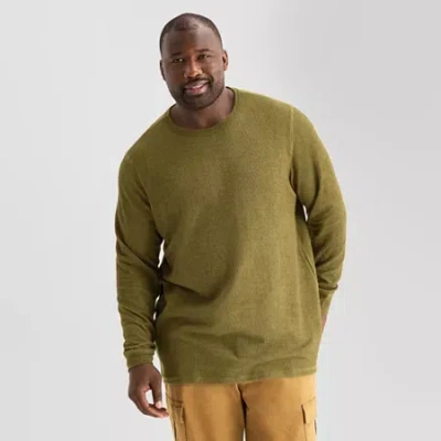 Mutual Weave Mens Crew Neck Long Sleeve Regular Fit Big And Tall Thermal Top In Green
