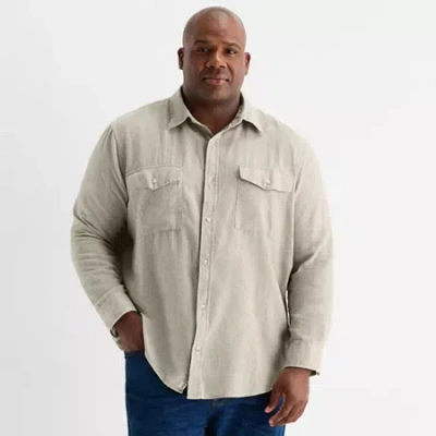 Mutual Weave Mens Long Sleeve Classic Fit Big And Tall Button-down Shirt In Gray