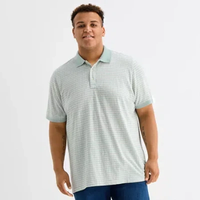 Mutual Weave Big And Tall Mens Regular Fit Short Sleeve Polo Shirt In Blue