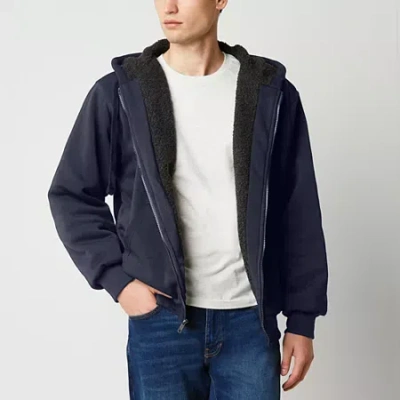 Victory Mens Fleece Hooded Midweight Jacket In Blue