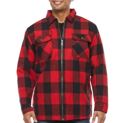 Victory Brawny Flannel Mens Midweight Shirt Jacket In Red