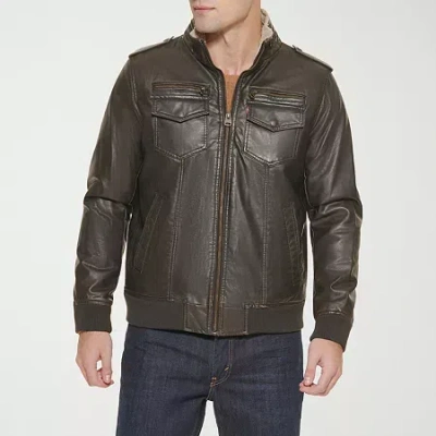 Levi 's Mens Faux Leather Midweight Jacket In Brown