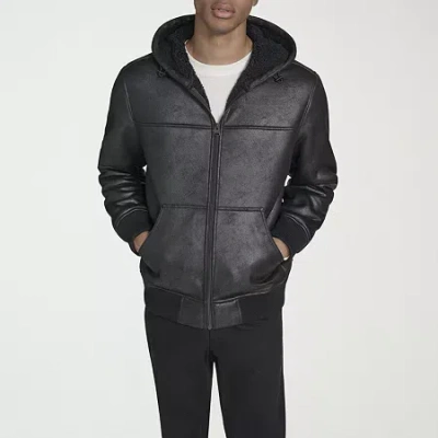 Levi 's Mens Faux Leather Hooded Midweight Coat In Black
