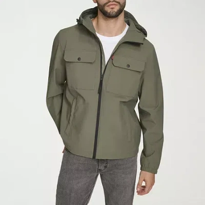 Levi 's Mens Hooded Water Resistant Midweight Raincoat In Green