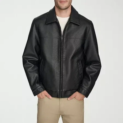 Dockers Mens Faux Leather Midweight Jacket In Black