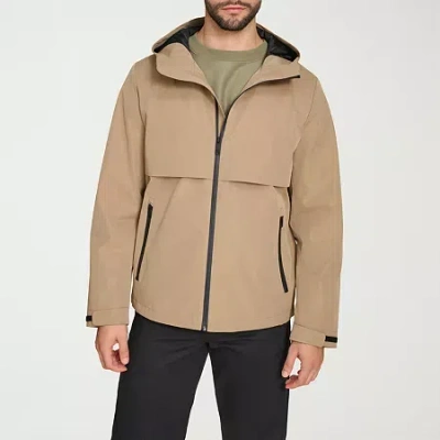 Dockers Mens Hooded Water Resistant Midweight Raincoat In Brown