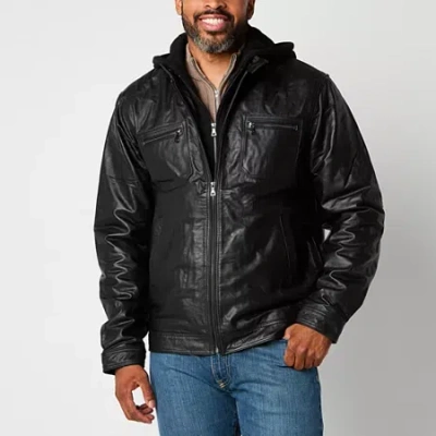 Victory Mens Leather Midweight Jacket In Black