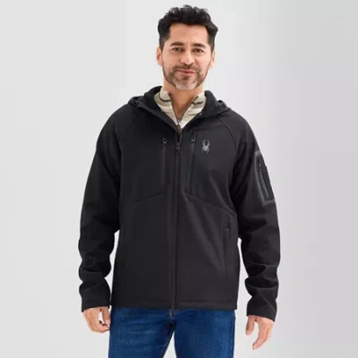 Spyder Mens Hooded Midweight Softshell Jacket In Black