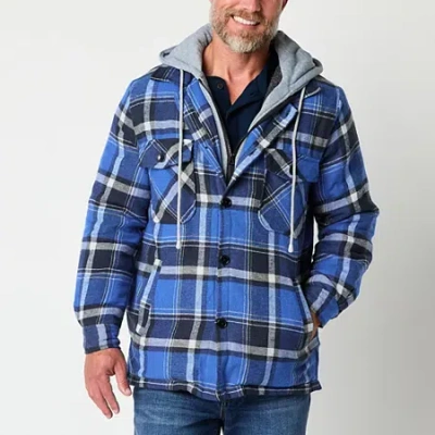 Victory Flannel Mens Hooded Midweight Shirt Jacket In Blue
