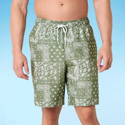 Arizona Mens Big And Tall Swim Trunks In Green