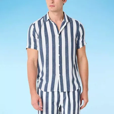 Endless Summer Striped Swim Shirt In Brown