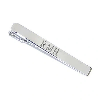 Accessories Engraved Cross Rhodium-plated Tie Bar In Gray