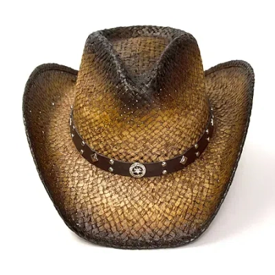 Western Express Dark Brown Straw Pinch Front Mens Cowboy Hat In Brown