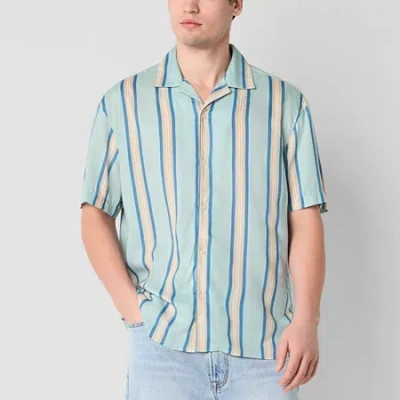 Arizona Mens Short Sleeve Striped Button-down Shirt In Multi