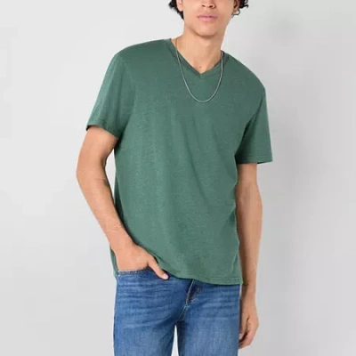 Arizona Mens V Neck Short Sleeve T-shirt In Green