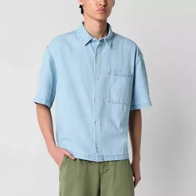 Arizona Mens Short Sleeve Regular Fit Button-down Shirt In Blue