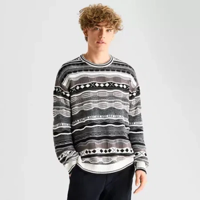 Arizona Mens Crew Neck Long Sleeve Pullover Sweater In Black