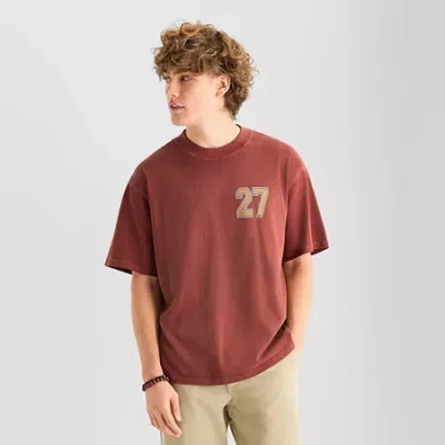 Arizona Mens Crew Neck Short Sleeve Boxy Fit Graphic T-shirt In Red