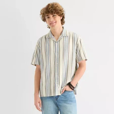 Arizona Mens Short Sleeve Relaxed Fit Button-down Shirt In White