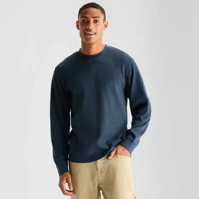 Arizona Mens Crew Neck Long Sleeve Regular Fit Thermal Top In Blue