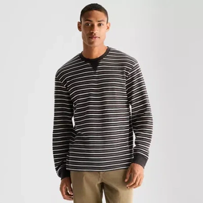 Arizona Mens Crew Neck Long Sleeve Regular Fit Thermal Top In Black