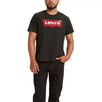Levi 's Set-in Neck Mens Round Neck Short Sleeve Regular Fit Graphic T-shirt In Black