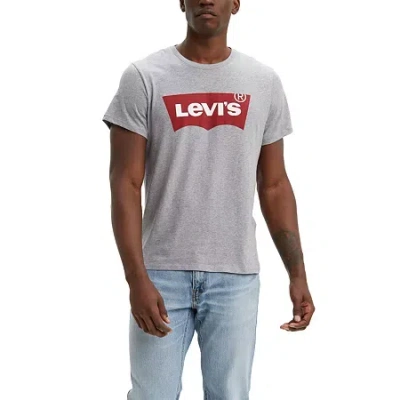 Levi 's Set-in Neck Mens Round Neck Short Sleeve Regular Fit Graphic T-shirt In Gray