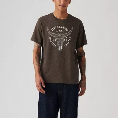 Levi 's Mens Crew Neck Short Sleeve Relaxed Fit Graphic T-shirt In Brown