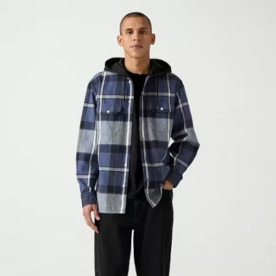 Levi 's Mens Hooded Long Sleeve Relaxed Fit Flannel Shirt In Blue