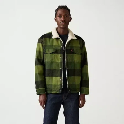 Levi 's Mens Sherpa Trucker Jacket In Green