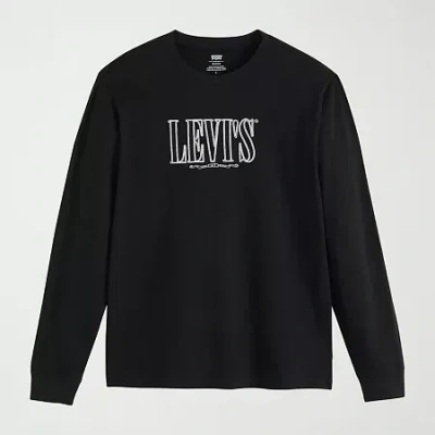 Levi 's Mens Crew Neck Long Sleeve Relaxed Fit Graphic T-shirt In Black