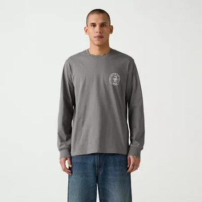 Levi 's Mens Crew Neck Long Sleeve Relaxed Fit Graphic T-shirt In Gray
