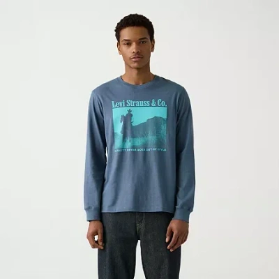 Levi 's Mens Crew Neck Long Sleeve Relaxed Fit Graphic T-shirt In Blue