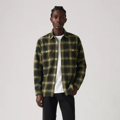 Levi 's Mens Long Sleeve Relaxed Fit Flannel Shirt In Black