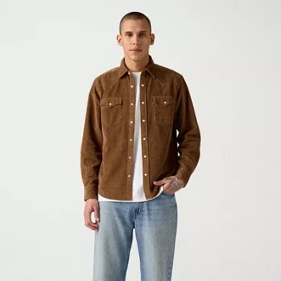 Levi 's Mens Long Sleeve Western Shirt In Brown