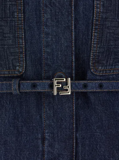 Fendi Go-to Denim Shirt Jacket With Quilted Ff Motif Clothing In Blue
