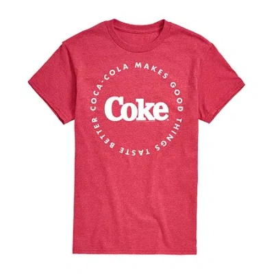 Novelty Mens Short Sleeve Coca-cola Graphic T-shirt In Red